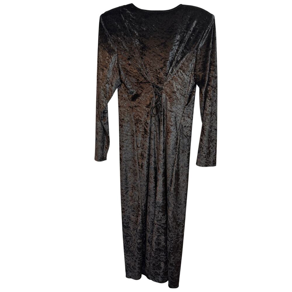 Bentley Black Crushed Velvet Corset Back Vintage Gothic Whimsigoth Maxi Dress 12 - Picture 4 of 8